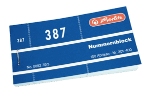 Garderobenmarke 'Papier' 100er Block – Bild 1