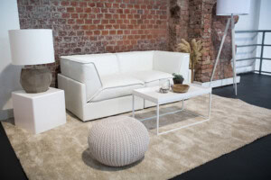 Strick-Pouf 'Hudson' Weiss – Bild 2